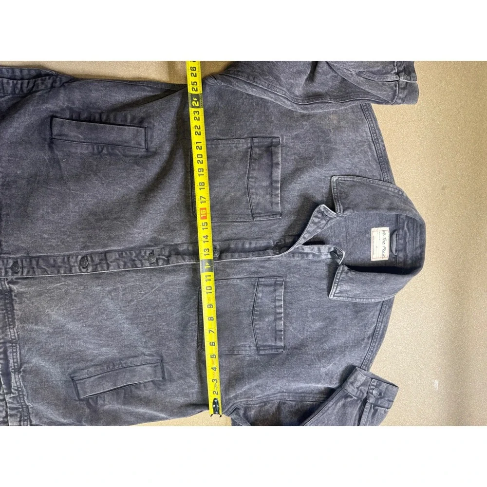 Free People We The Free Denim Shirt Jacket Washed Black Grey Oversized Shacket L - Picture 9 of 10